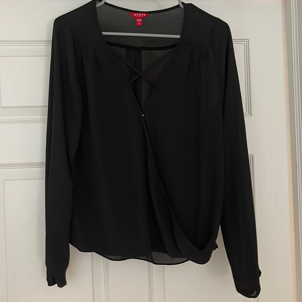 Guess Black Sheer Long sleeve Blouse